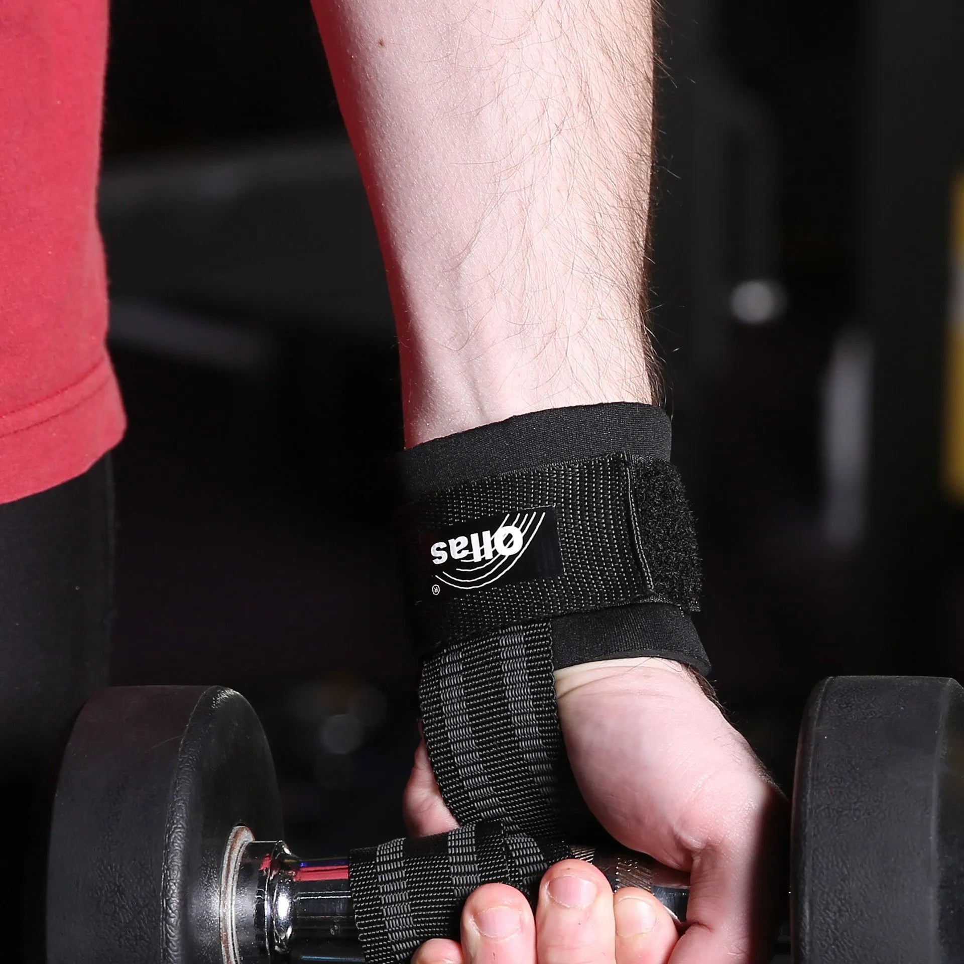 Athletic Wristguards Booster Stripe wrist protector in black with adjustable strap and grip aid design