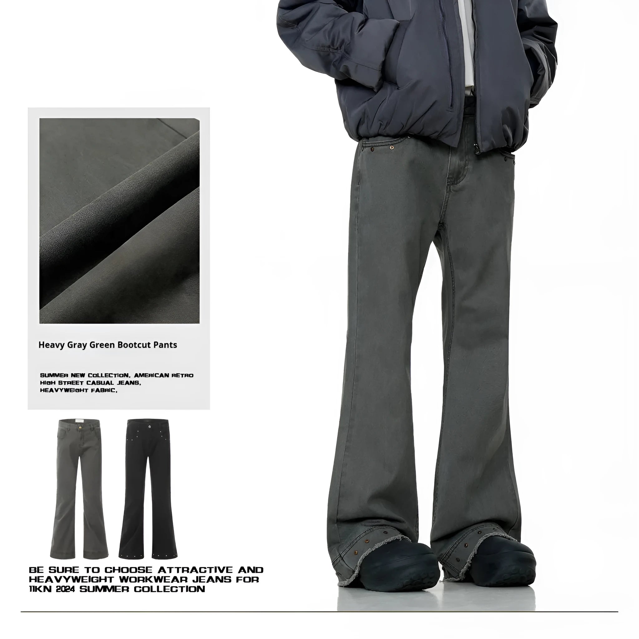 American retro straight-leg skinny jeans in black cotton denim laid flat.