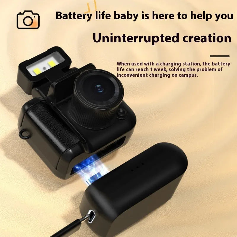 Portable small retro children's camera in black with 1.44 inch LCD screen and ABS body