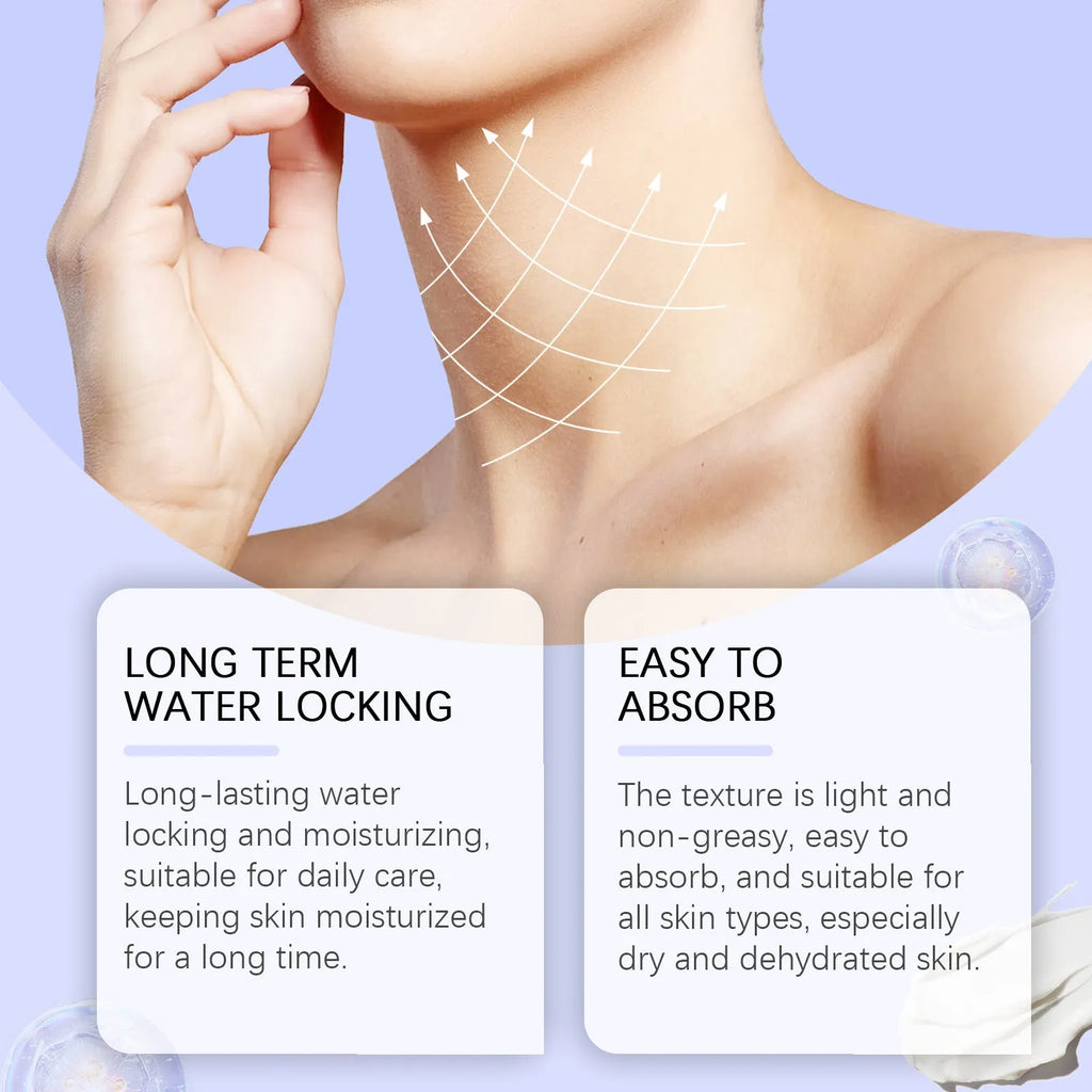 Neck skin cream jar with 50g moisturising and firming formulation containing coffee extract and hyaluronic acid