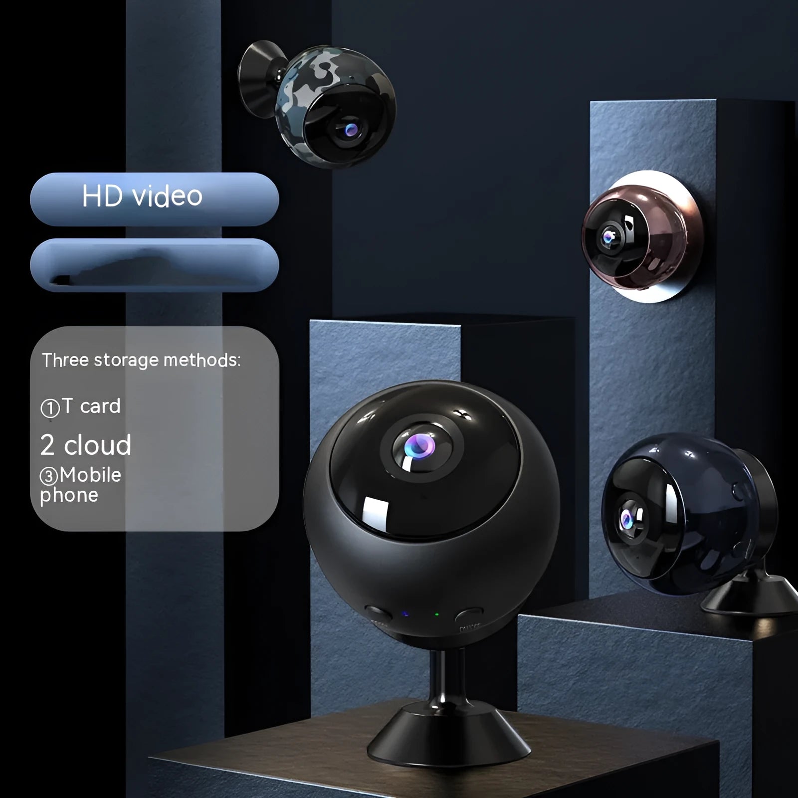 1080p wireless Wi-Fi security camera with 3.6° lens and ABS housing for indoor surveillance