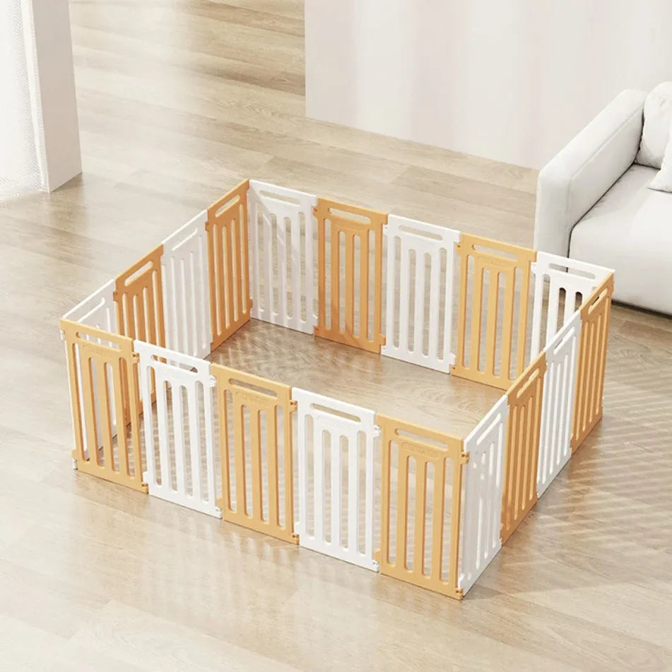 Plastic dog indoor isolation fence with guardrail panels in multiple colour combinations