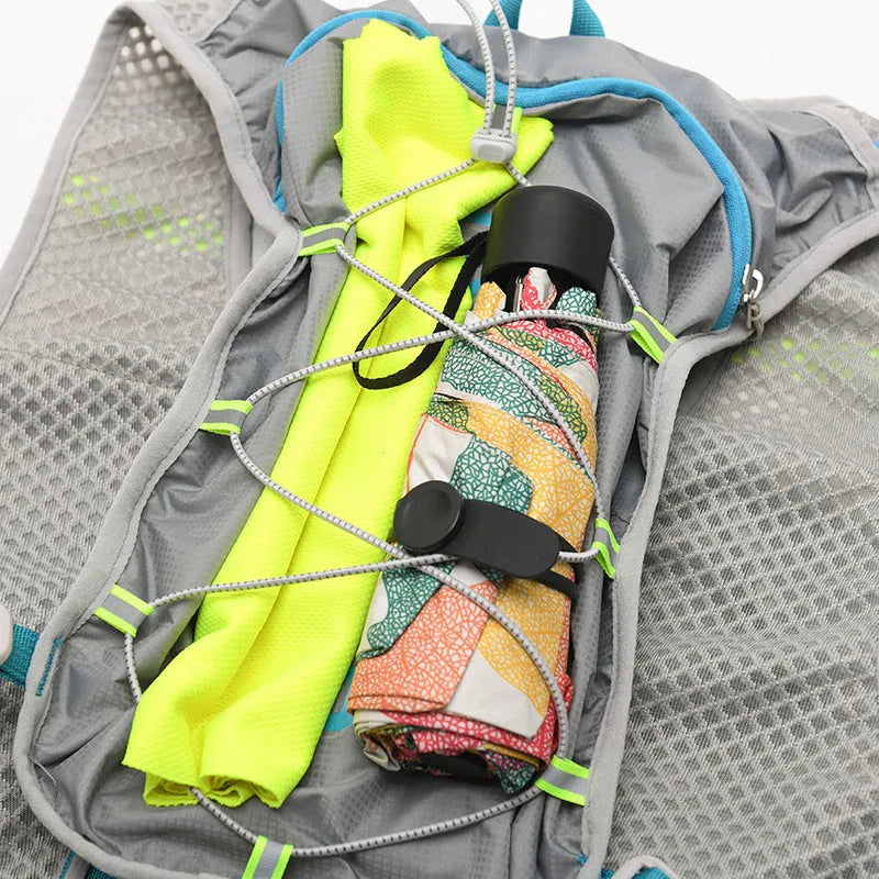 Solid colour nylon running backpack with reflective material, shown in one of six colours.