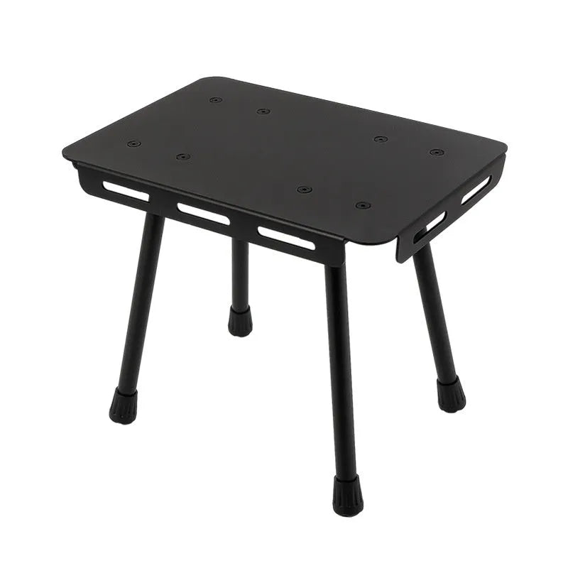 CLS aluminium folding camping stool shown in dual-use mode as a seat and small table with storage bag.