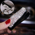 110x110mm diamond-studded car decoration ornament in preferred leather with Czech rhinestones, White colour