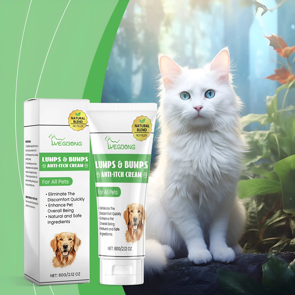 Tube of pet itch relieving cream for cats measuring 5.5cm by 13.3cm with 60g net weight
