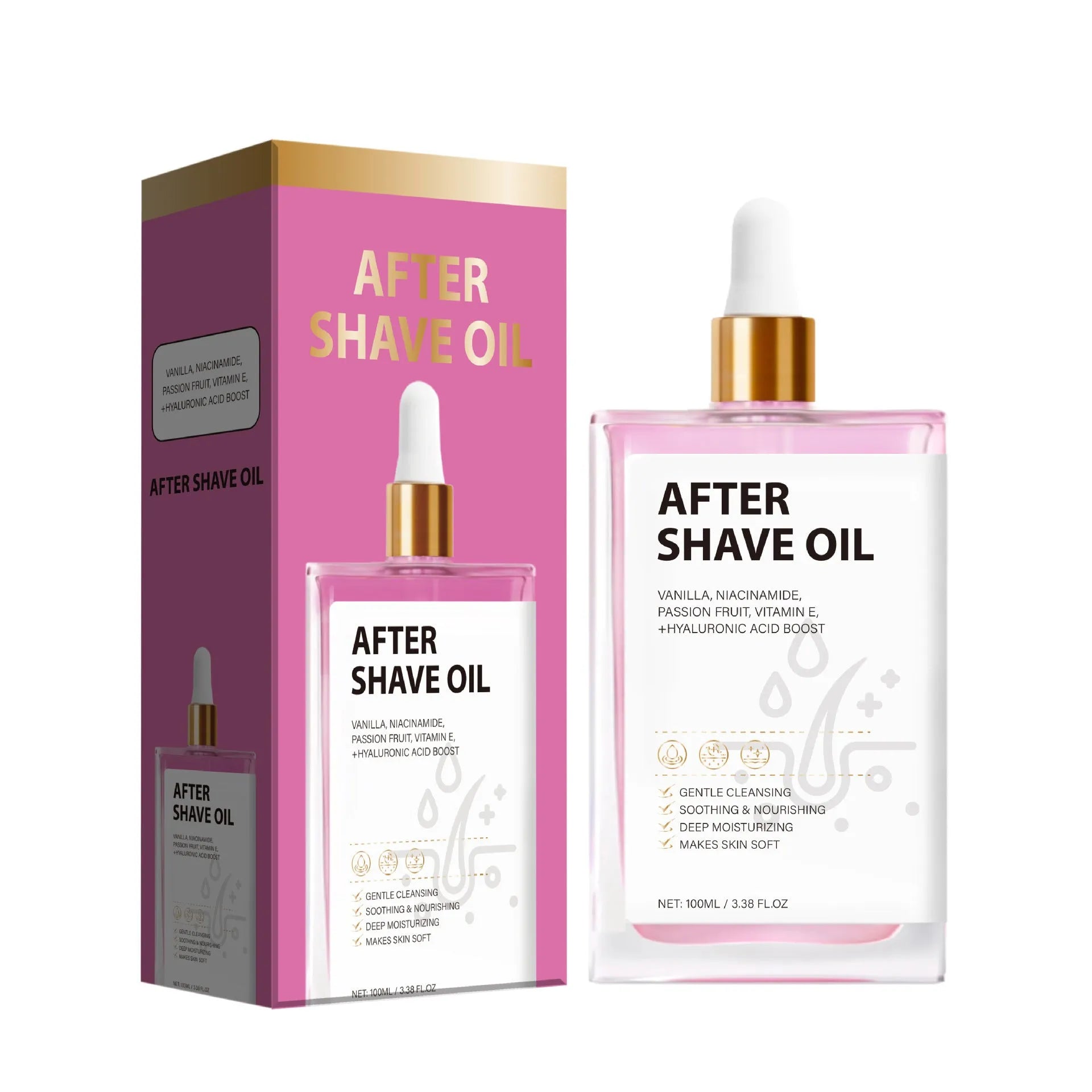 FP-A021 men's aftershave oil bottle with 100ml content for post-shave skin care