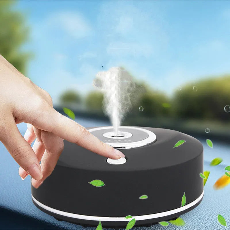 Intelligent vehicle mounted car perfume holder in black with USB cable and anti-slip pad.