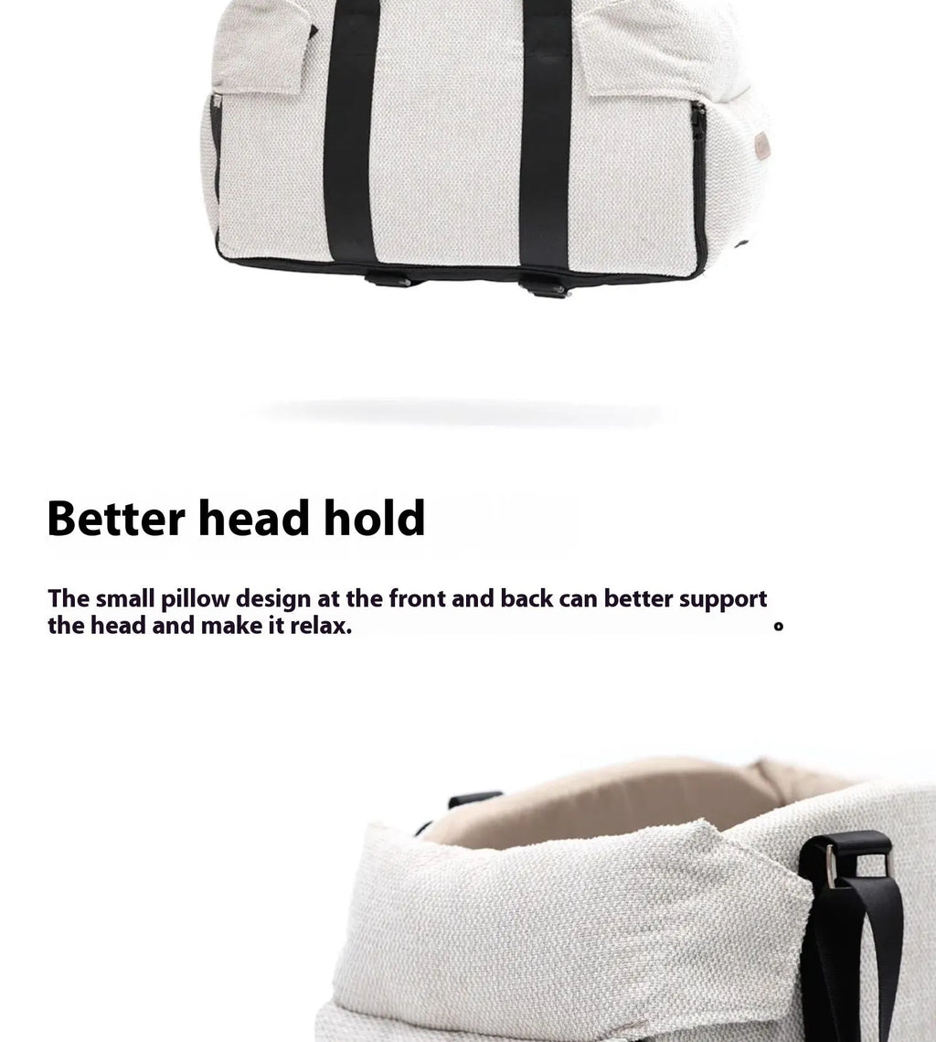 Beige white polyester pet car nest and diaper bag dual-use carrier measuring 23×20×40 cm