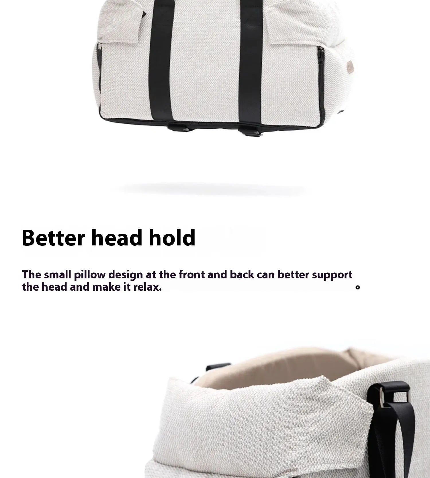 Beige white polyester pet car nest and diaper bag dual-use carrier measuring 23×20×40 cm