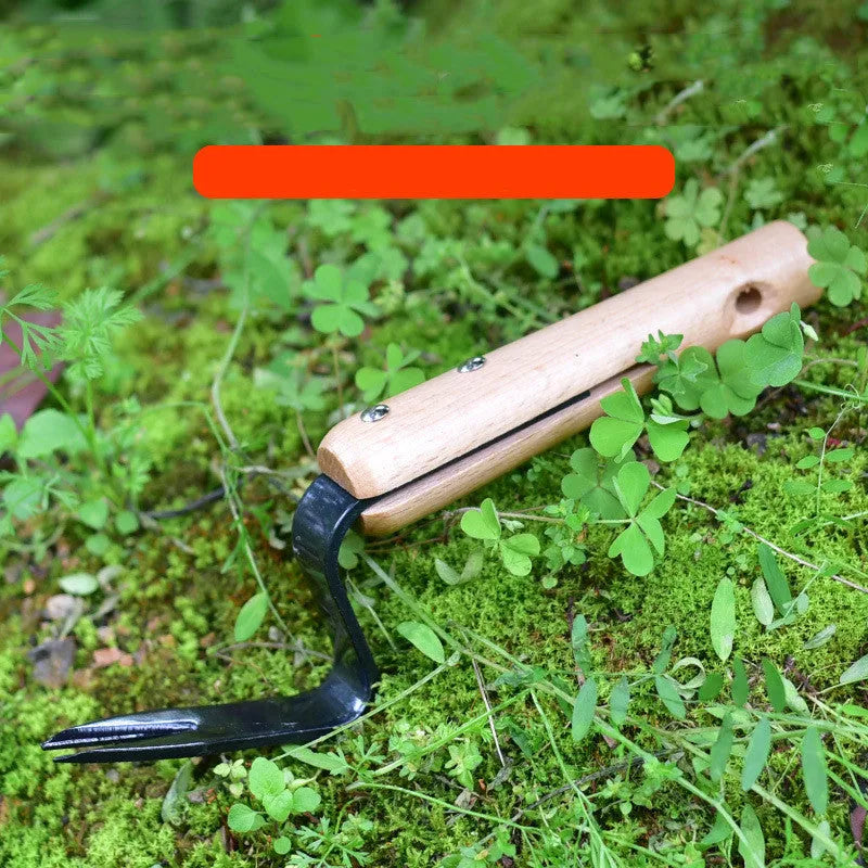 Carbon steel garden weeding and seedling rooting device 20cm length with 12cm handle and 5mm tooth width in photo colour