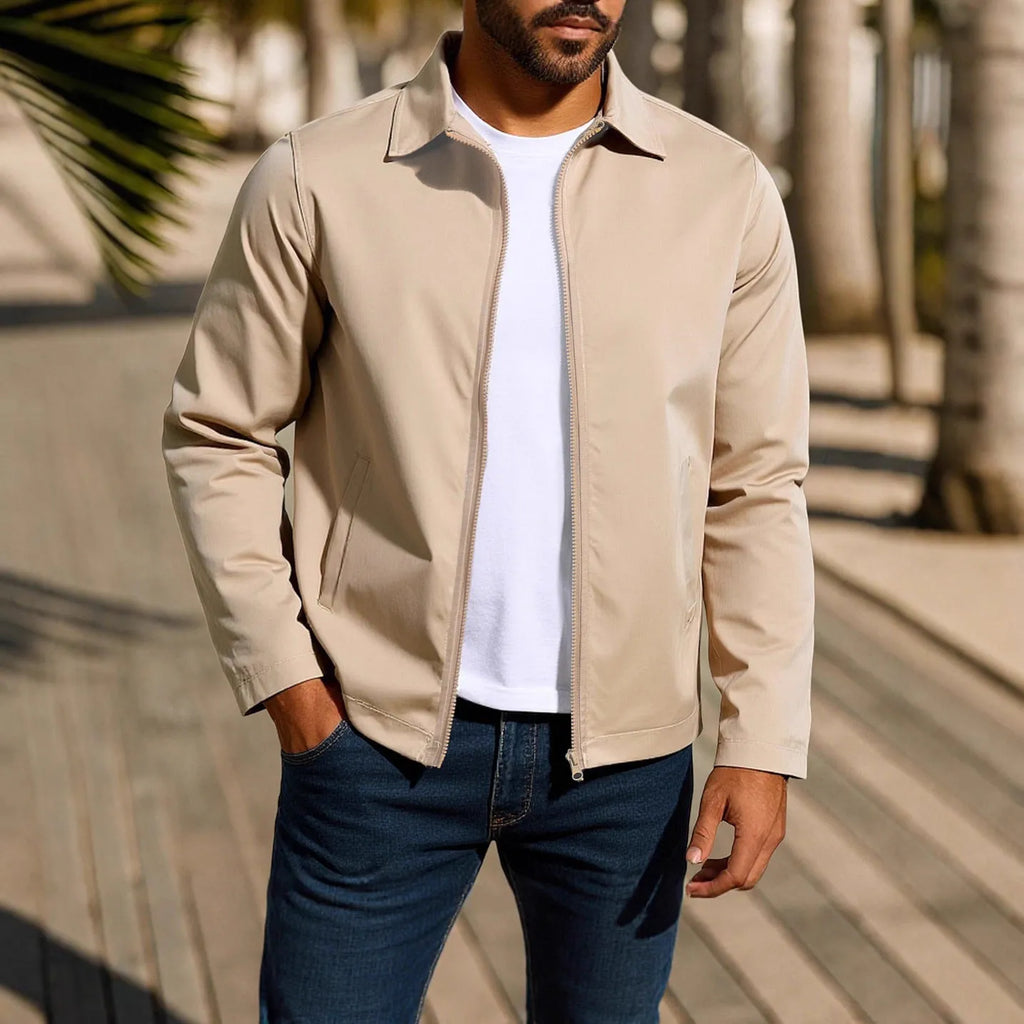 Men's zip-front cardigan jacket with raglan sleeves in emerald green.