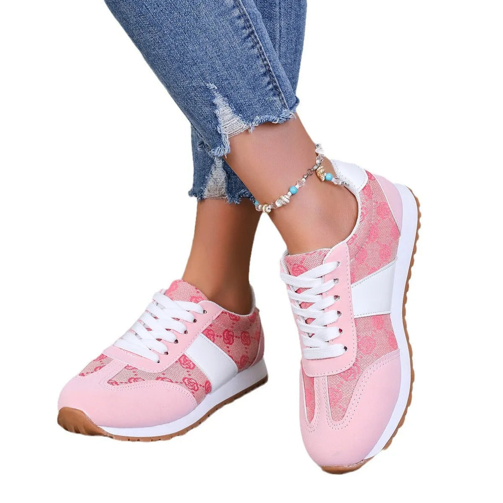 Women's khaki lace-up casual shoes with cross strap and flat heel design