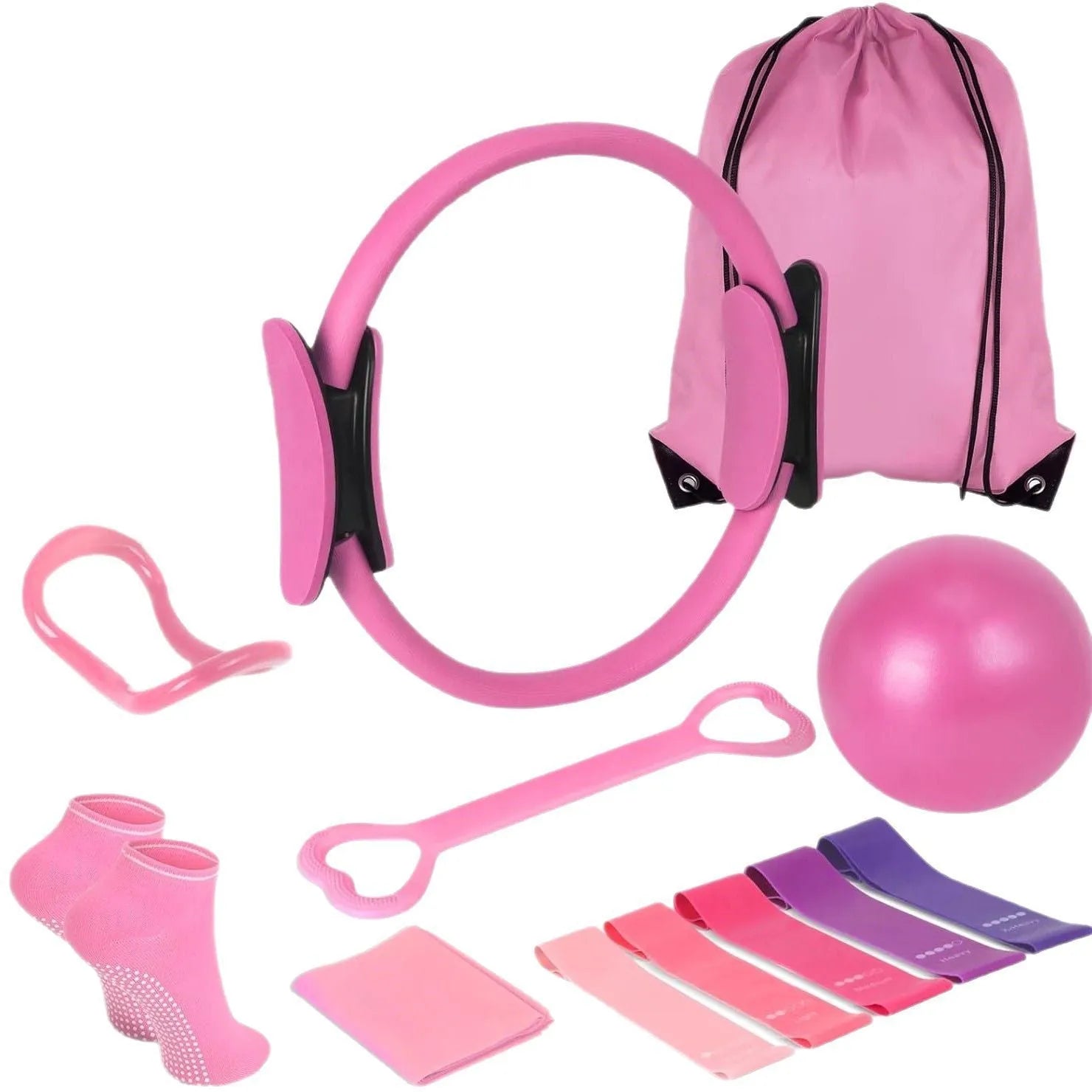 Yoga Pilates Roller 13-piece Set in pink and purple made of PP material for muscle recovery