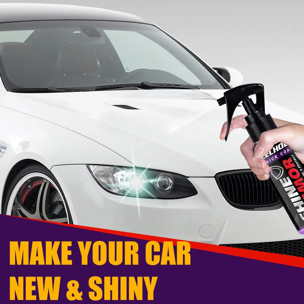 Purple car coating spray bottle labelled as a microplated crystal nano coating agent.
