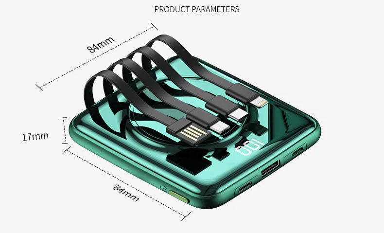 20000mAh portable power bank with PD20W fast charging and LCD display in red, green or black