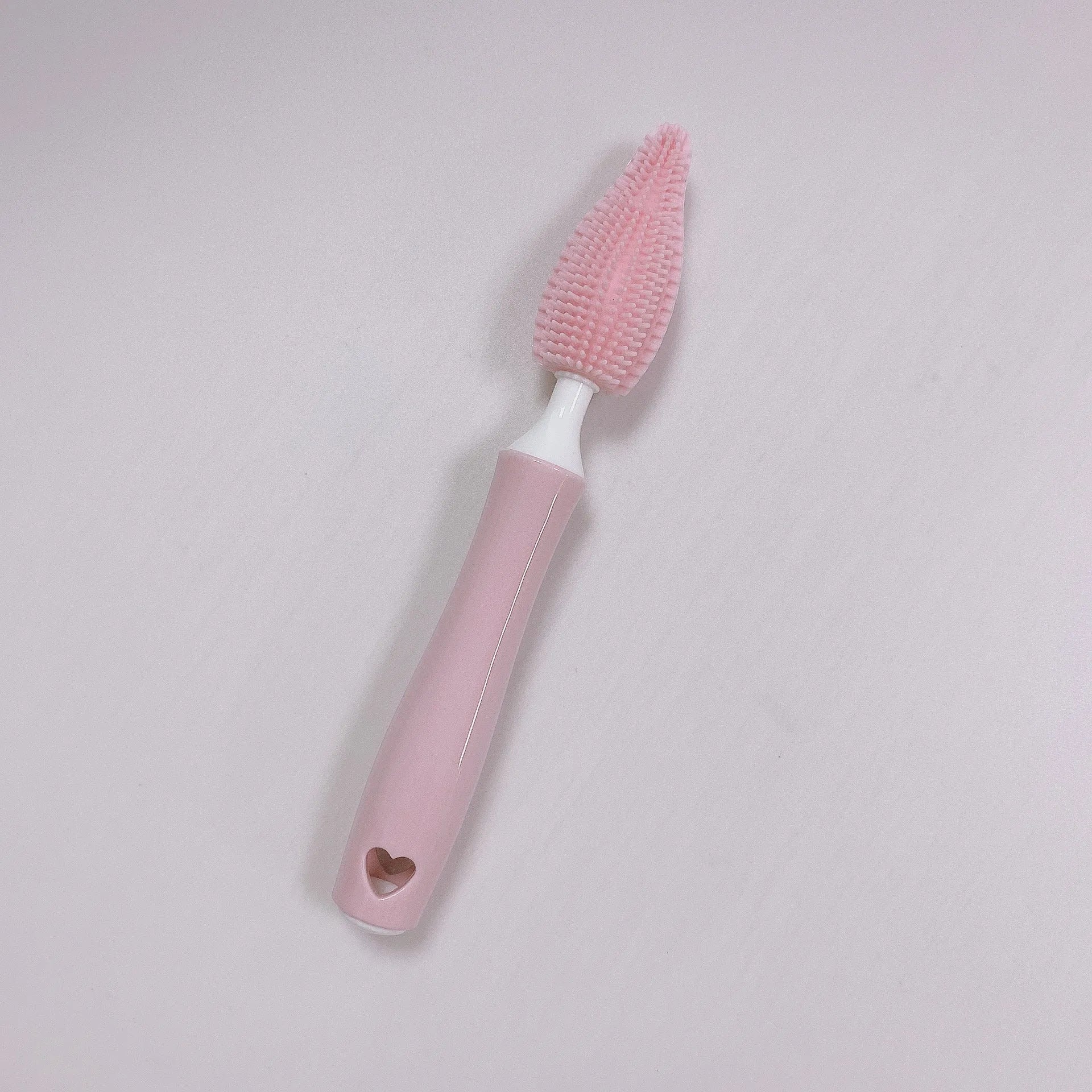 Silicone baby bottle brush set with three brushes including straw cleaner in blue pink yellow colours