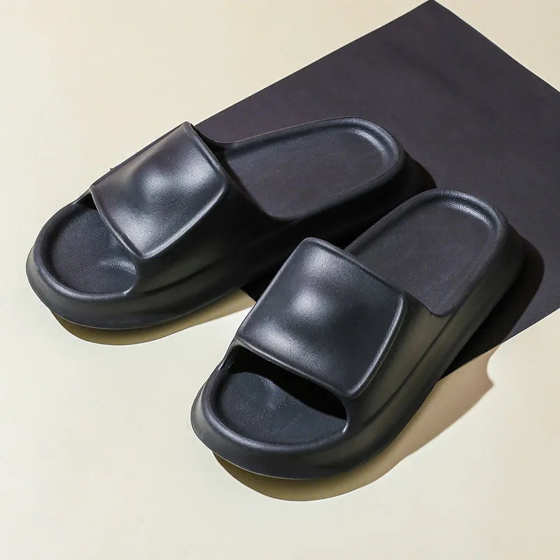 Soft EVA flip-flop slippers with a thick non-slip sole, shown in multiple colours on a white background.