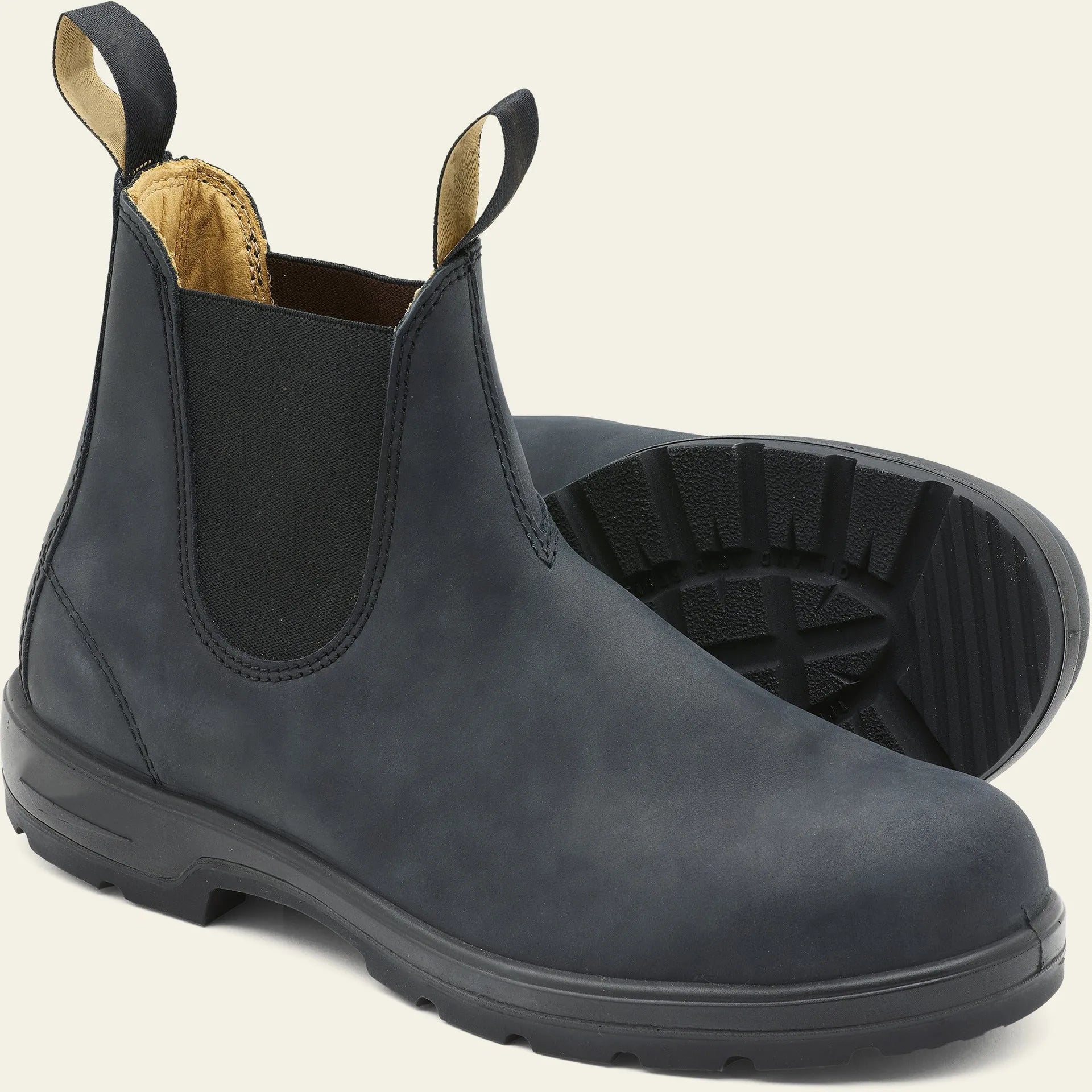 Vintage frosted Chelsea boots in black, brown, grey, and black-brown colours with car suture detail.