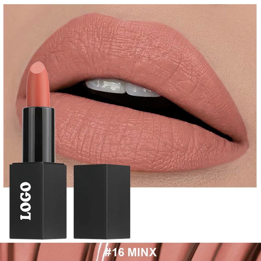 Beauty Does Not Fade matte finish lipstick in one of 24 colours with waterproof anti-discoloration formula.