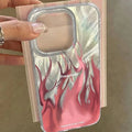 Silicone iPhone case with colourful flame designs showing full wrap-around protection for Apple phones