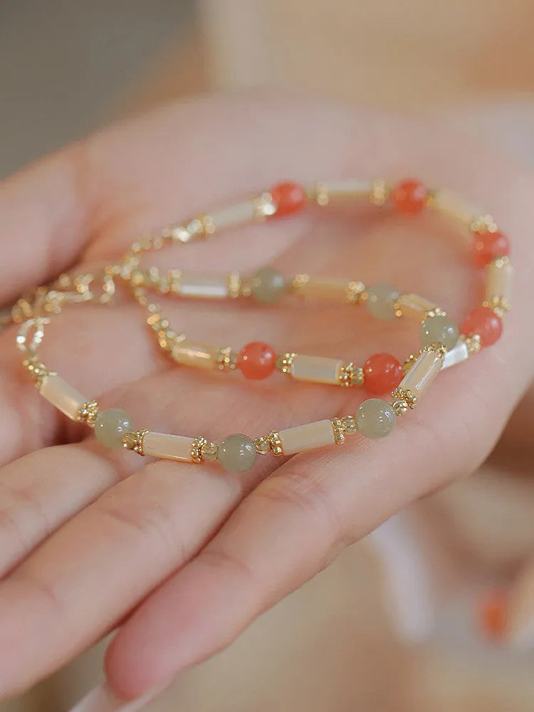 Women's 6mm Hetian jade bracelet with bamboo joint design in casual style