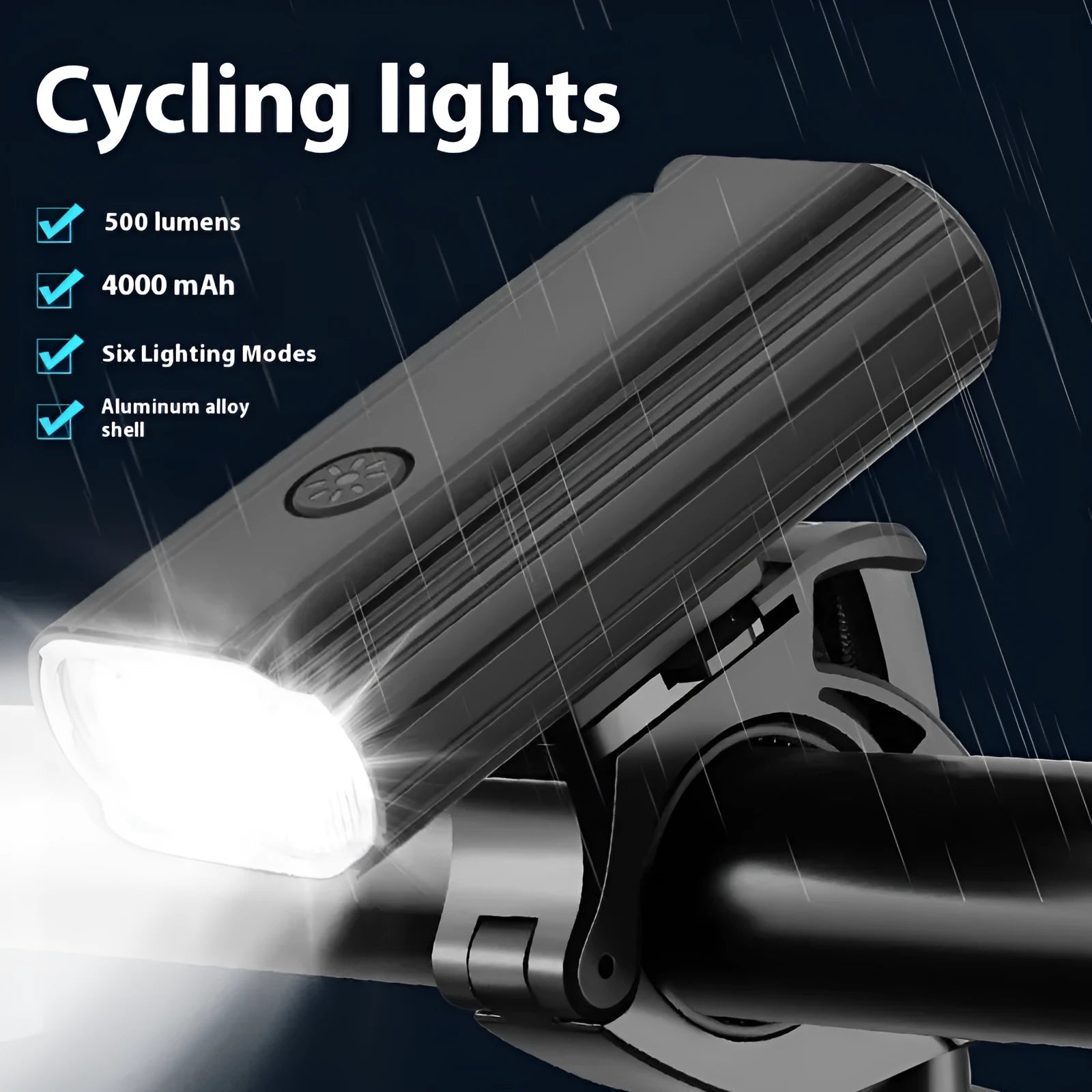 TYPE-C rechargeable aluminium alloy bicycle headlight with quick-release mounting base