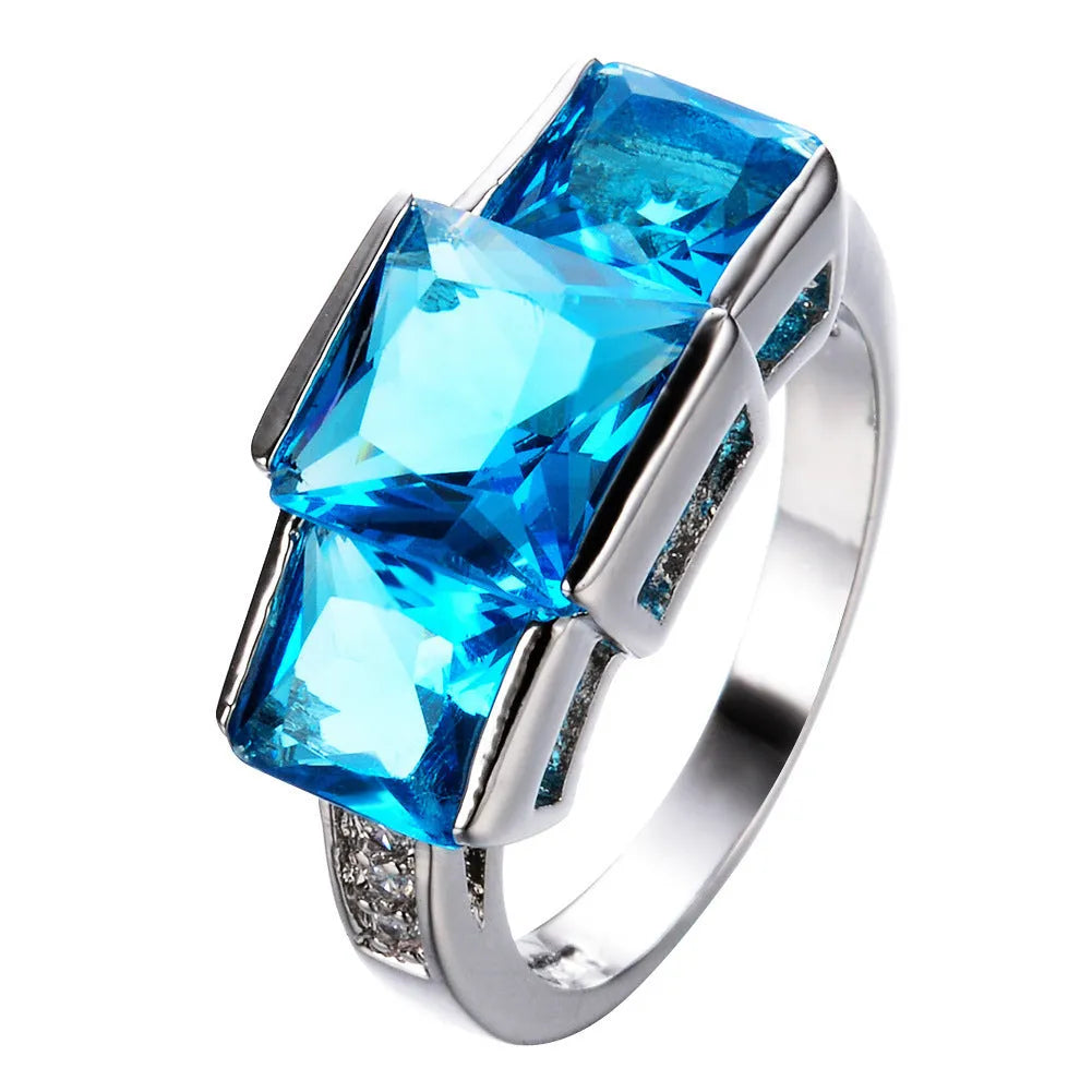 Colourful women's copper rings with electroplated finish in sizes 6 to 10 showing geometric metal designs