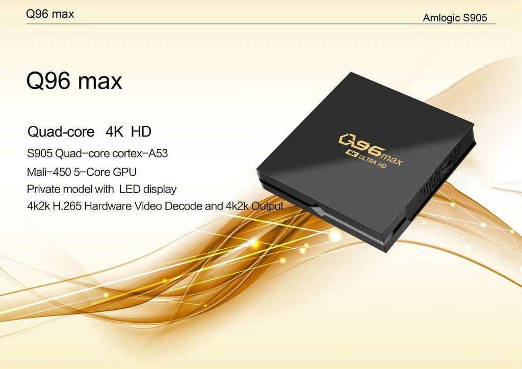 Q96 MAX S905 Android 4K TV Box set top box with remote control and HDMI cable