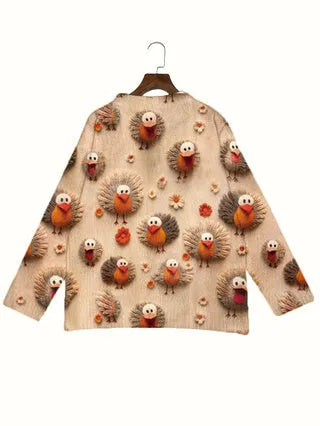 Loose fit V-neck lapel top for digital printing on white polyester fabric