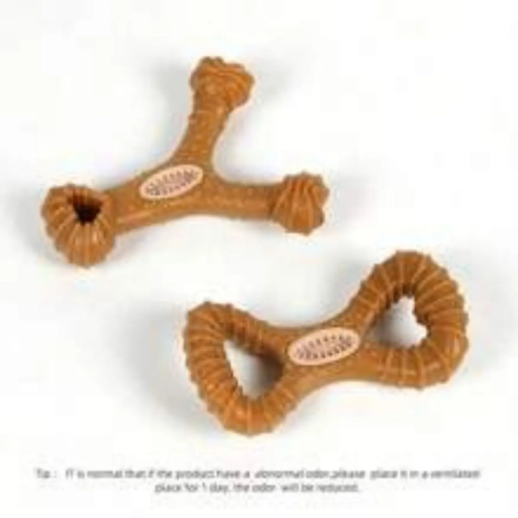 Durable dog chew toy for teeth cleaning in 8-shape and Y-shape designs