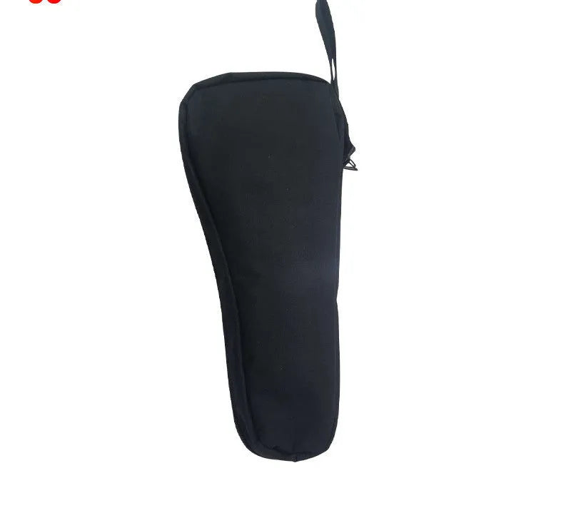 Black water-resistant cloth storage bag for a mobile phone gimbal, shown open with mesh pockets inside.