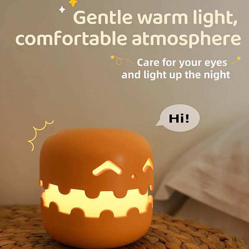 Silicone Halloween pumpkin lamp with soft LED glow