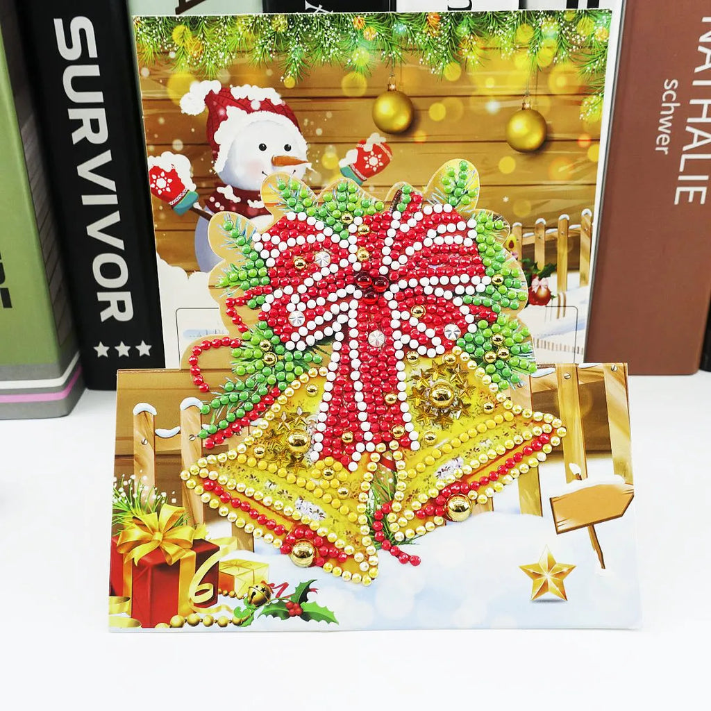 Christmas DIY diamond painting greeting cards set with 5D resin diamonds in 15x15cm folded size on cardboard base