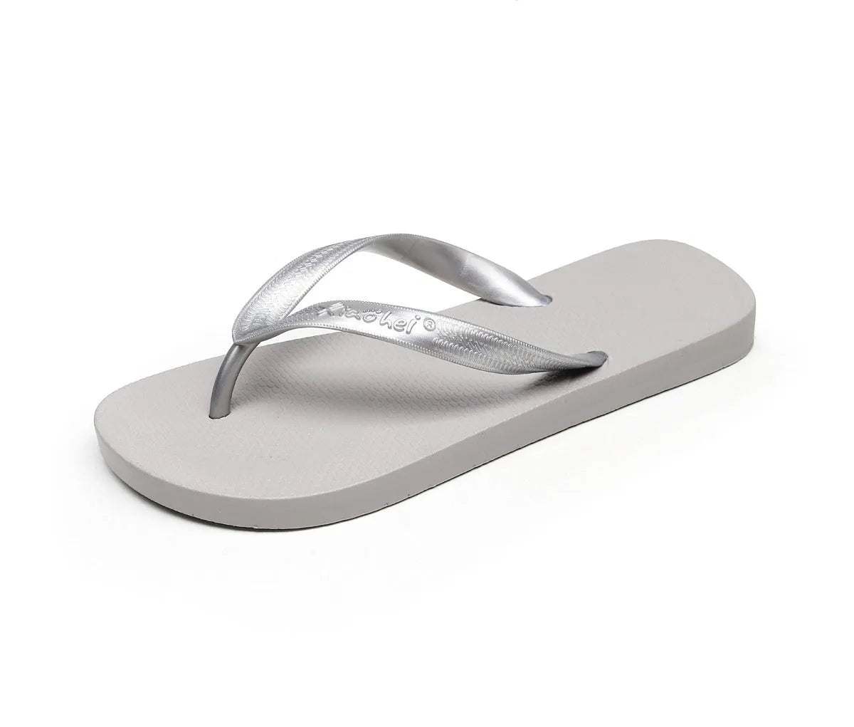 Women's flat bottom solid colour breathable PVC slippers in black, blue, and gray