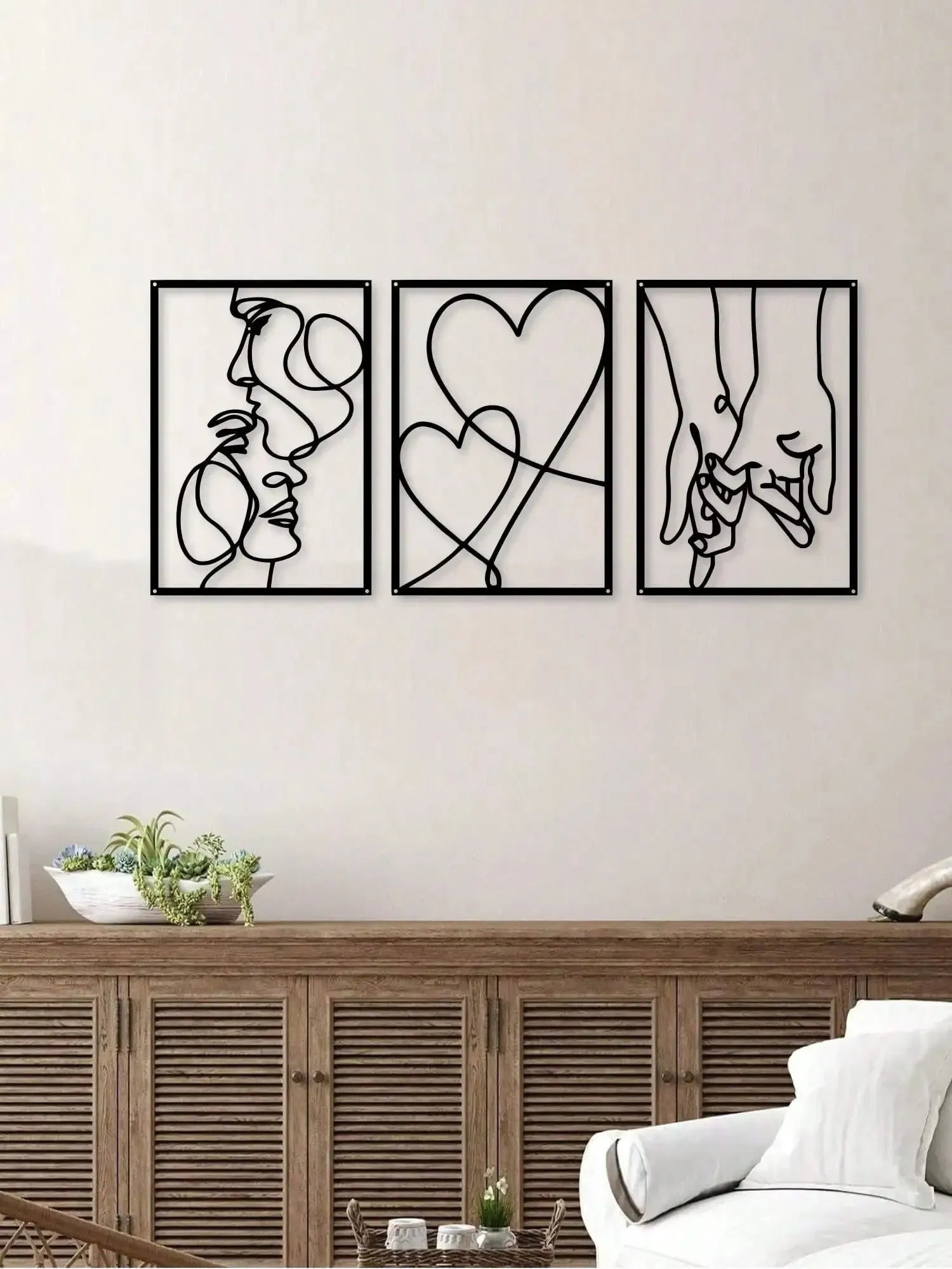 Three iron wall decorations in modern simplicity style for bedroom and living room