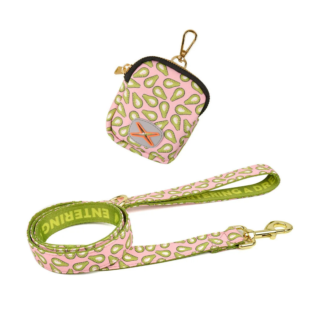 Polyester pet waste rope set with hand grip, integrated bag container, blue ice cream colour