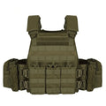 Men's camouflage polyester tactical vest shown in jungle camouflage pattern, designed for outdoor training.