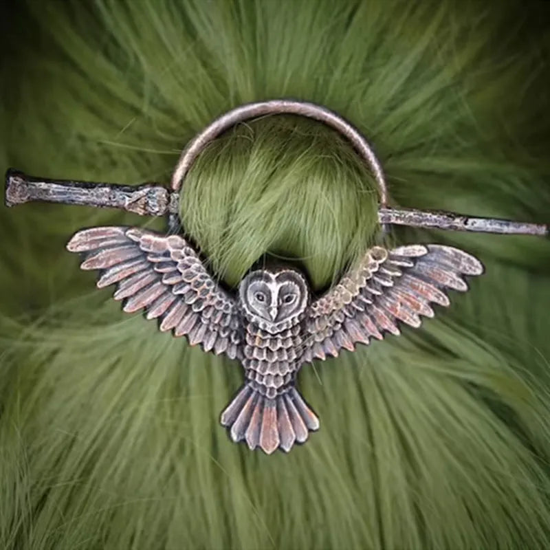 Copper geometric metal hair accessory with electroplated finish inspired by Nordic Vikings design