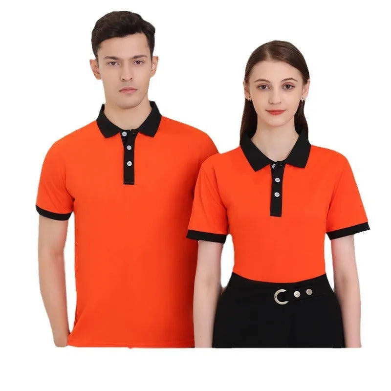 Men's and women's lapel collar T-shirt in viscose blend fabric for business casual wear