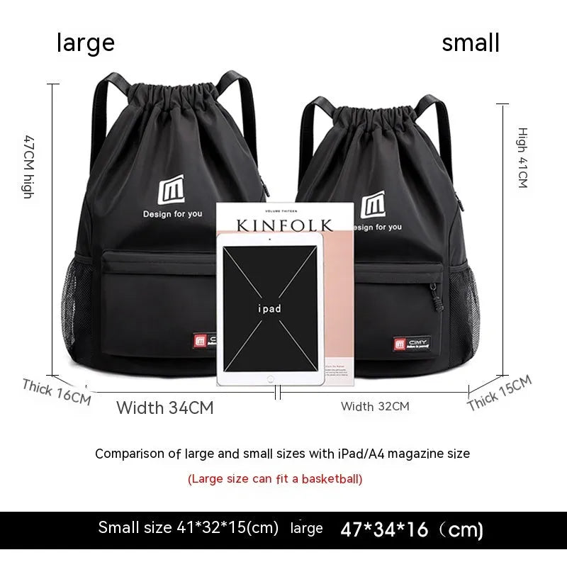 Foldable Oxford cloth travel backpack with drawstring closure in multiple colour options