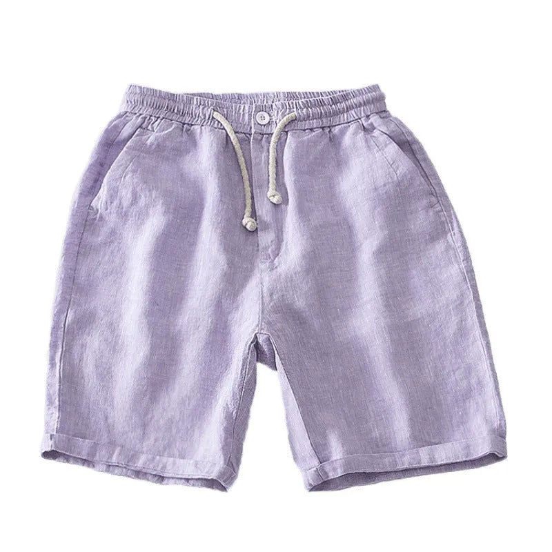 Men's tapered linen trousers in high-waist summer style available in multiple colours