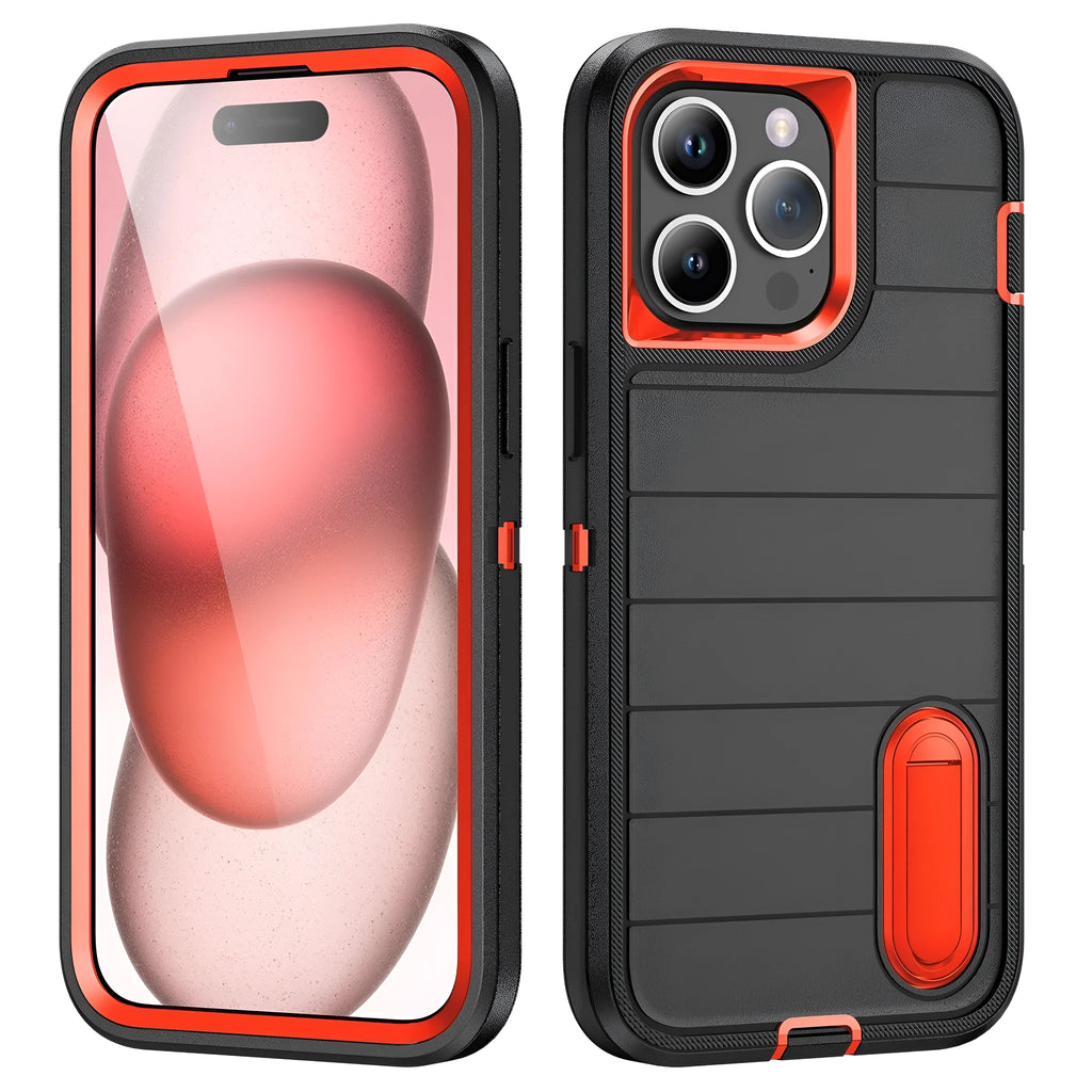 Apple iPhone 14 defender case with bracket in black orange colour, PC material, drop protection