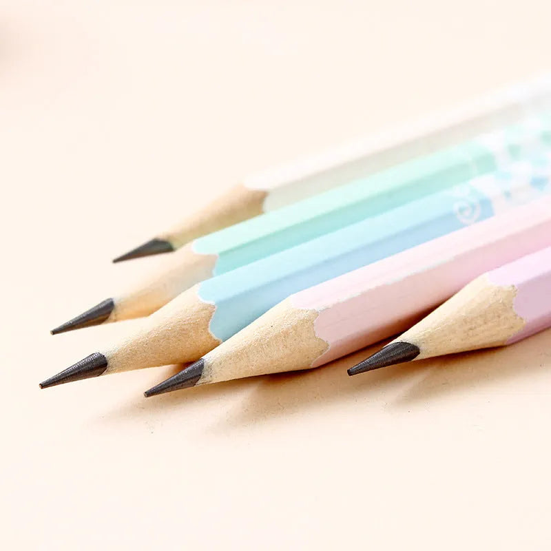 Wooden barrel containing 50 six-angle Basswood thermal transfer HB pencils.