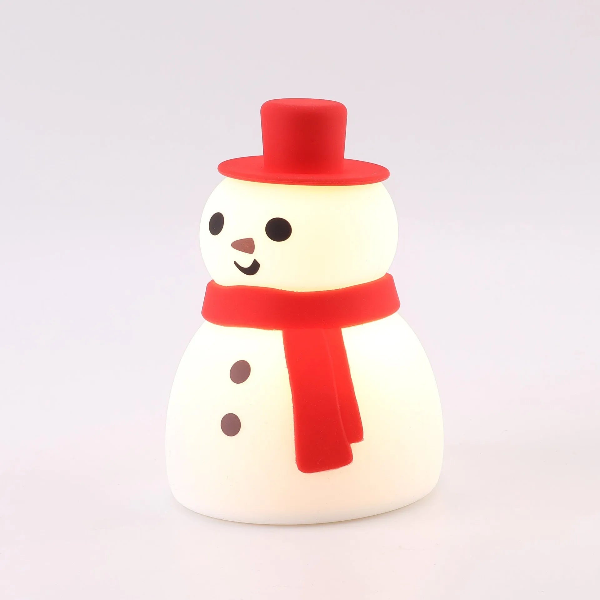 Christmas snowman silicone racket night lamp with built-in battery, warm light setting, 84x120mm