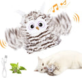 Grey interactive owl cat toy with beating wings for indoor feline entertainment