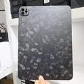 Real carbon fibre hard protective flat case for Apple iPad Pro 11 with an embossed plaid pattern.