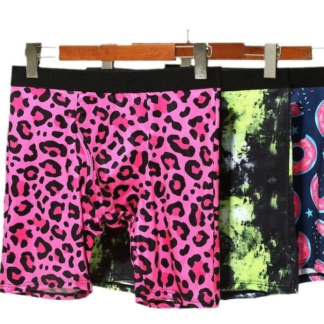 Men's wild leopard pattern printed underwear with low waist and quick-drying sport function