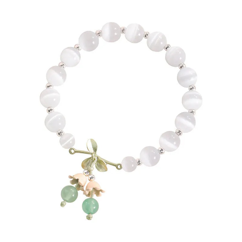 Electroplated cat's eye bracelet with diamond-shaped opal stones in multiple colour options